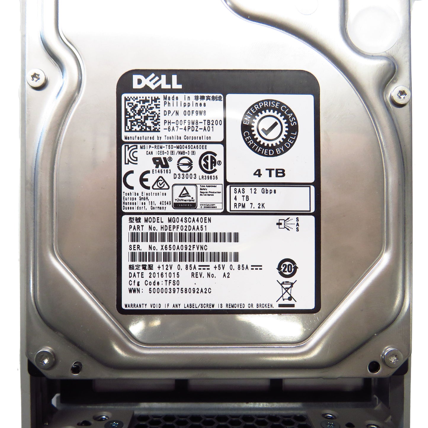 Dell 0F9W8 4TB 3.5" SAS 12Gbps 7.2K RPM HDD Hard Drive (Refurbished)