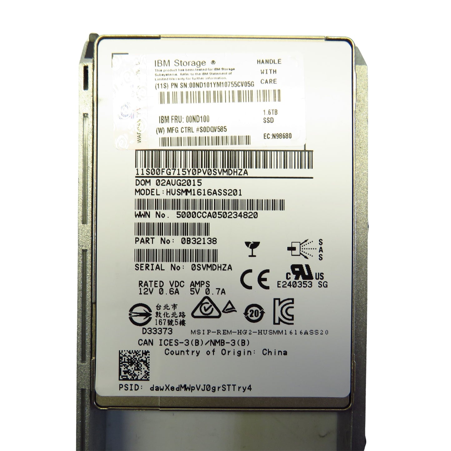 IBM 00ND100 1.6TB 2.5" SAS 12Gbps SED SSD Solid State Drive (Refurbished)