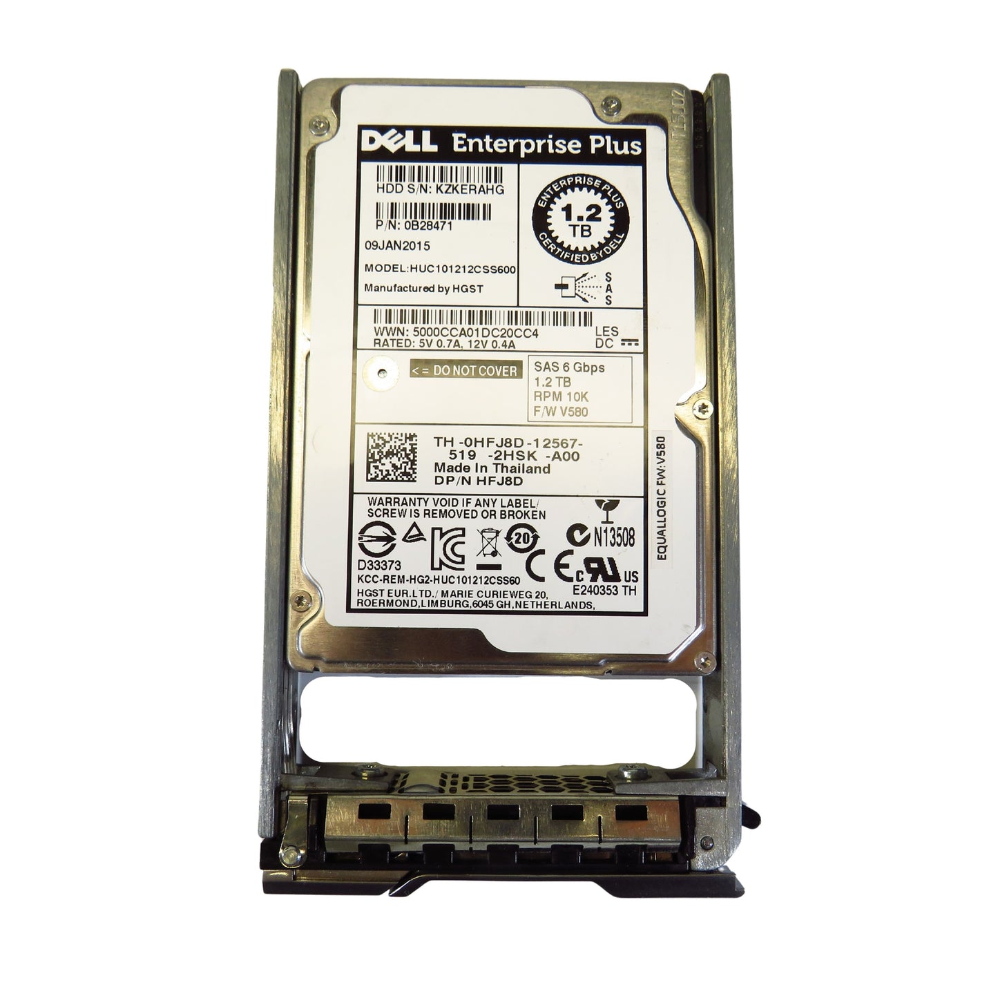 EqualLogic HFJ8D 1.2TB 10K RPM 2.5" SAS 6Gbps SFF HDD Hard Drive (Refurbished)