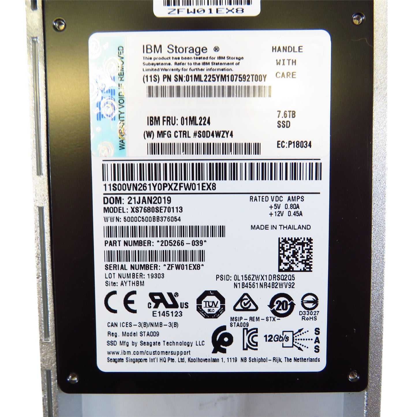 IBM 01ML224 7.6TB 2.5" SAS 12Gbps SSD Solid State Drive (Refurbished)