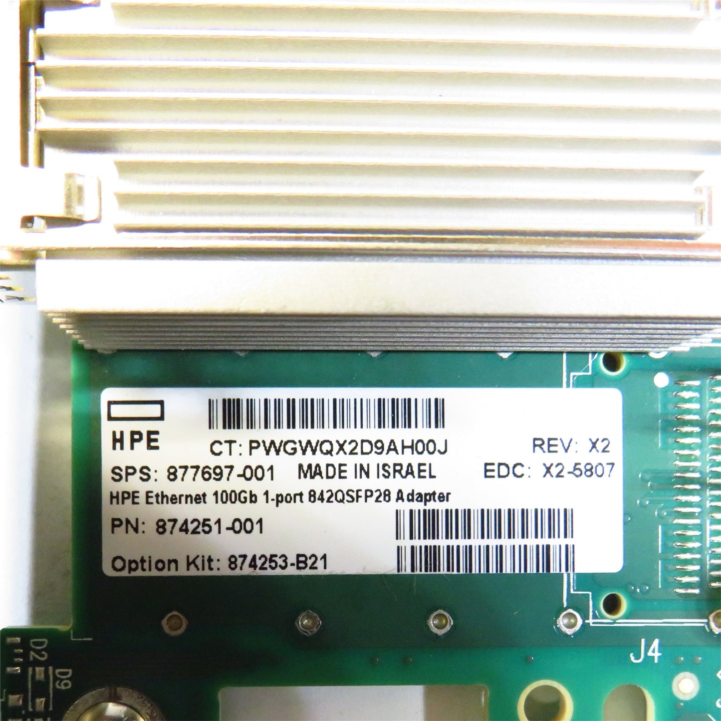 HPE 877697-001 874251-001 874253-B21 Eternet 100GB 1 Port 842QSFP28 Adapter Card (Refurbished)