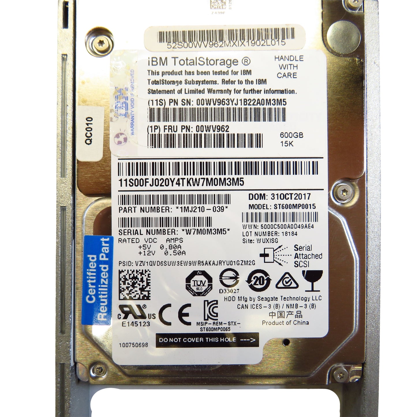 IBM 00WV962 00WV963 600GB 15K RPM 2.5" SAS 6Gbps SED HDD Hard Drive (Refurbished)