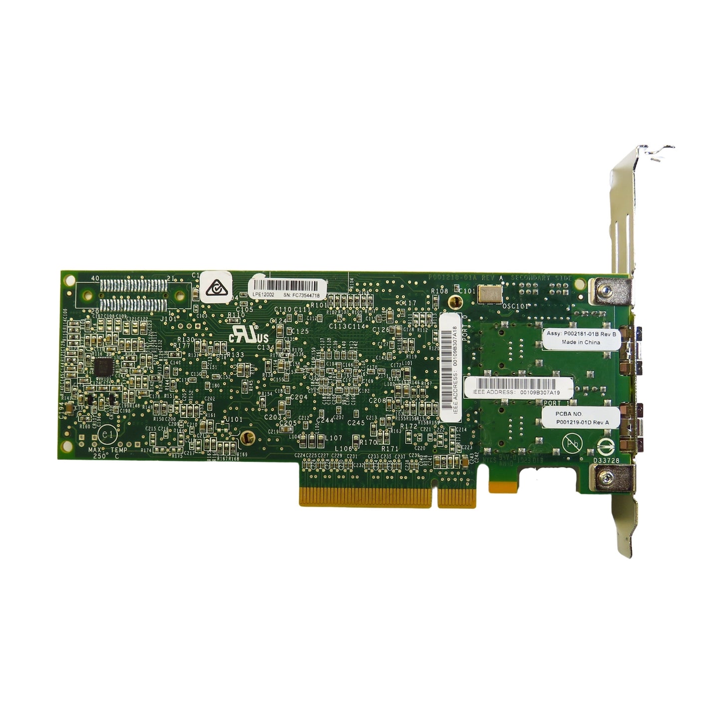 Lenovo 00JY848 LPE12002 2 Port 8Gbps FC PCIe HBA Host Bus Adapter (Refurbished)