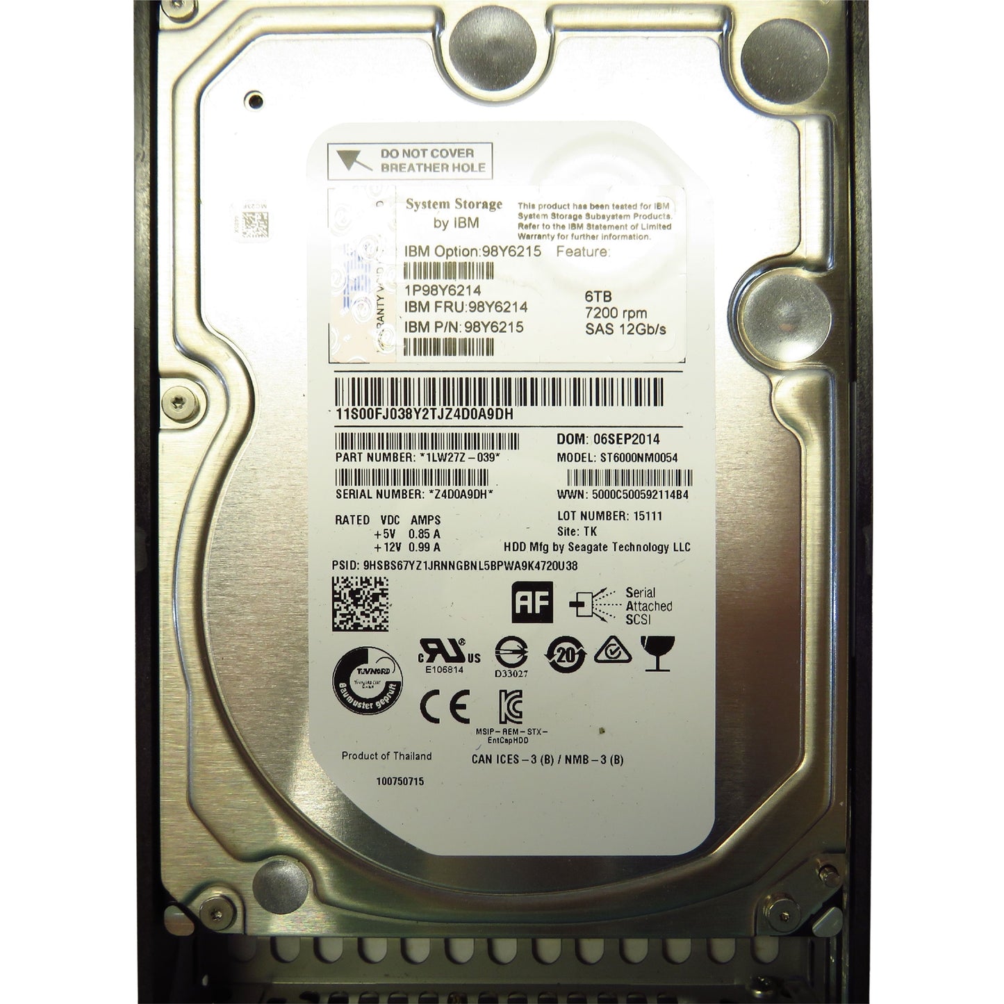 IBM 98Y6214 98Y6215 6TB 7.2K RPM 3.5" SAS 12Gbps LFF HDD Hard Drive (Refurbished)