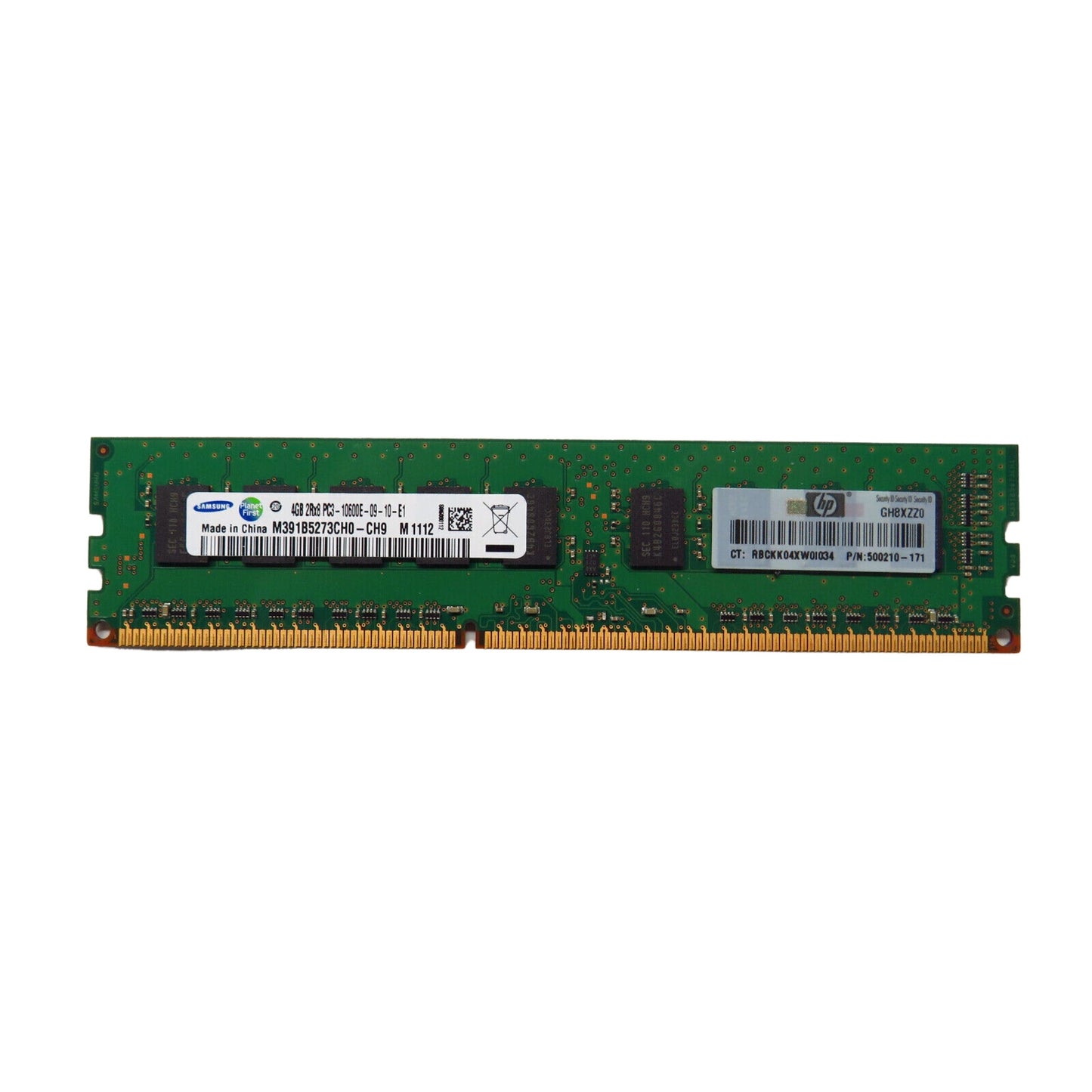 HP 500210-171 4GB 2Rx8 PC3-10600E 1333MHz UDIMM Server Memory (Refurbished)