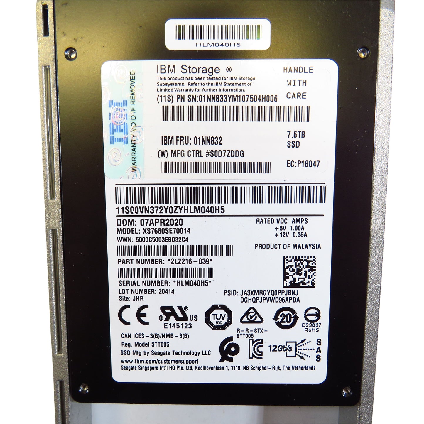 IBM 01NN832 H7G2 7.6TB 2.5" SAS 12Gbps SSD Solid State Drive (Refurbished)