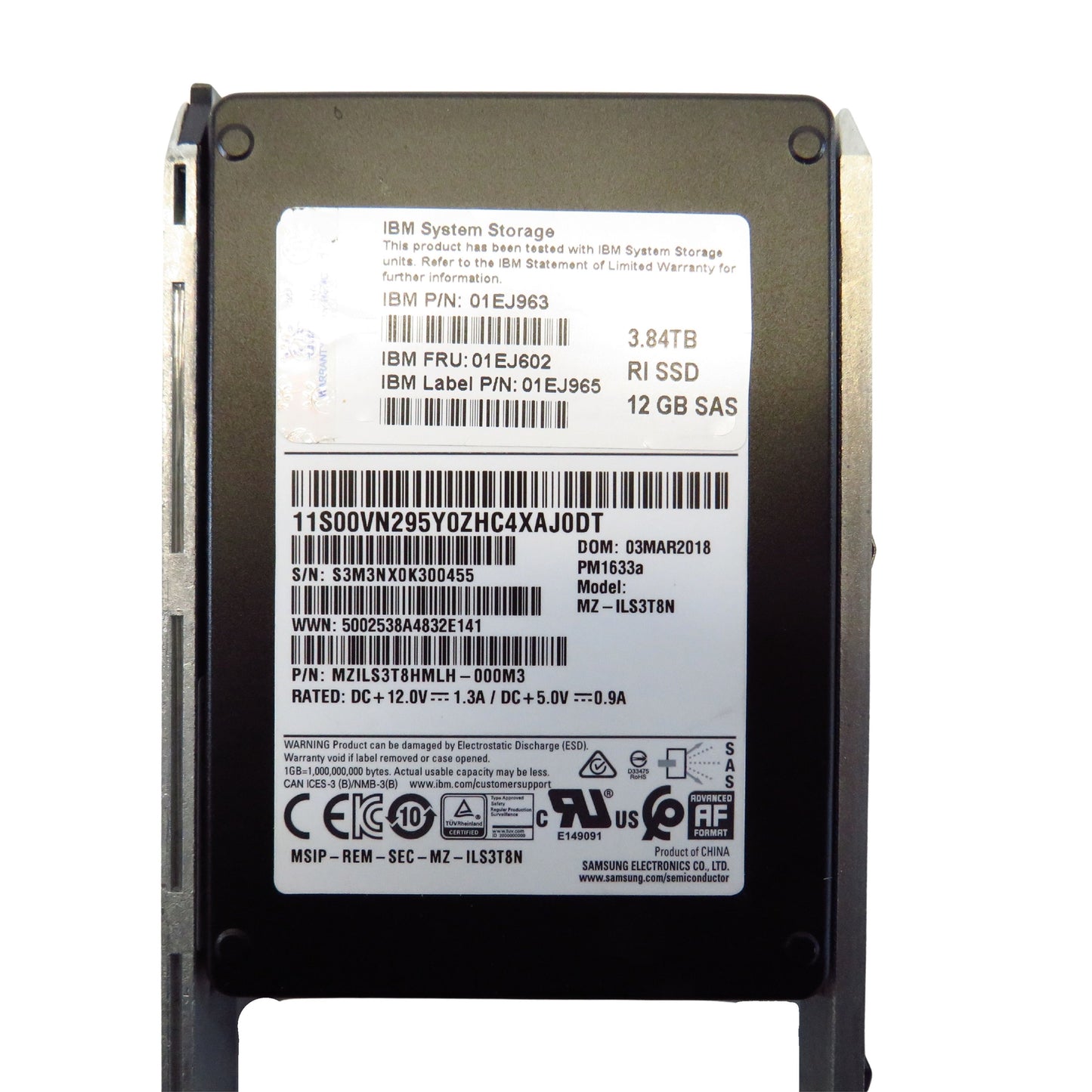 IBM 01EJ602 3.84TB 2.5" SAS 12Gbps SFF RI SSD Solid State Drive (Refurbished)