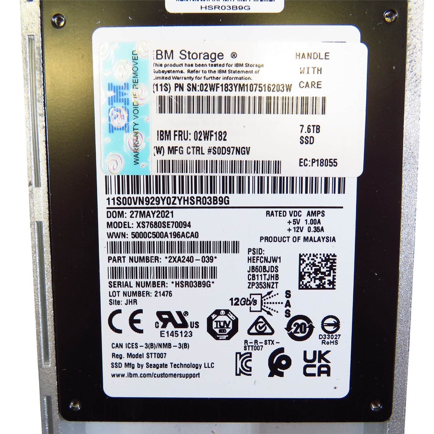 IBM 02WF182 H7G2 7.6TB 2.5" SAS 12Gbps SSD Solid State Drive (Refurbished)