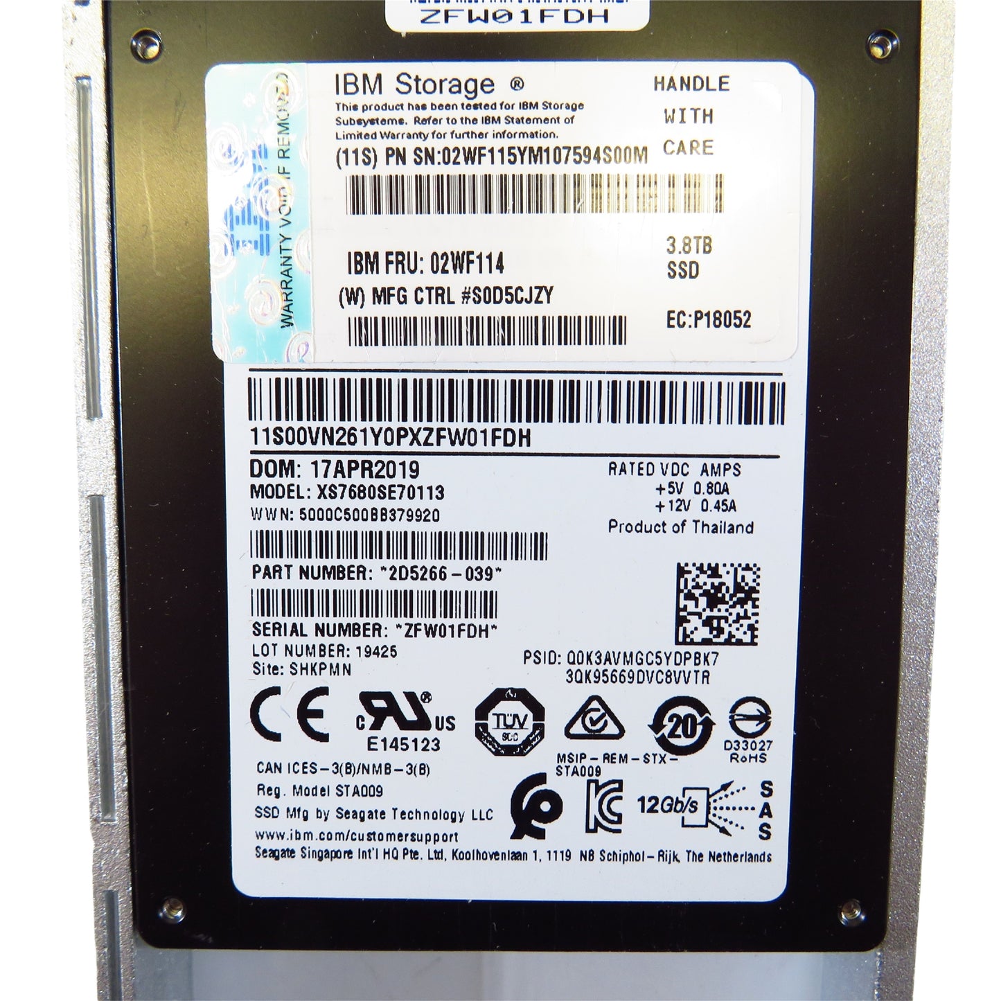 IBM 02WF114 3.8TB 2.5" SAS 12Gbps SSD Solid State Drive (Refurbished)