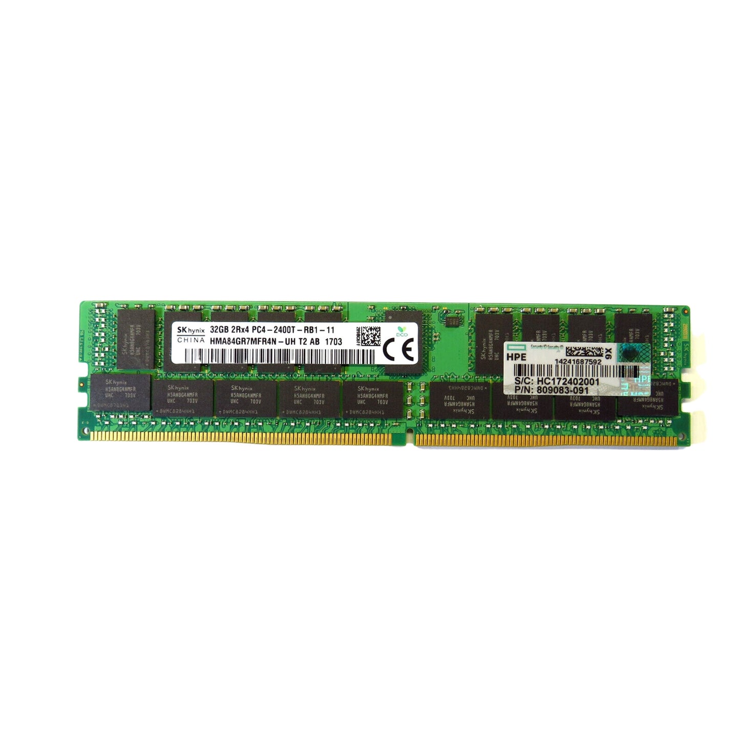 HP 809083-091 32GB 2Rx4 PC4-19200 DDR4 2400MHz RDIMM Server Memory (Refurbished)