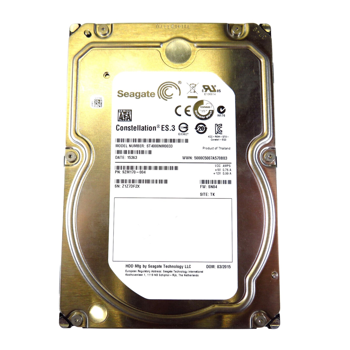 Seagate ST4000NM0033 3.5" 4TB 7200RPM SATA III Hard Disk Drive (HDD), Silver (Refurbished)