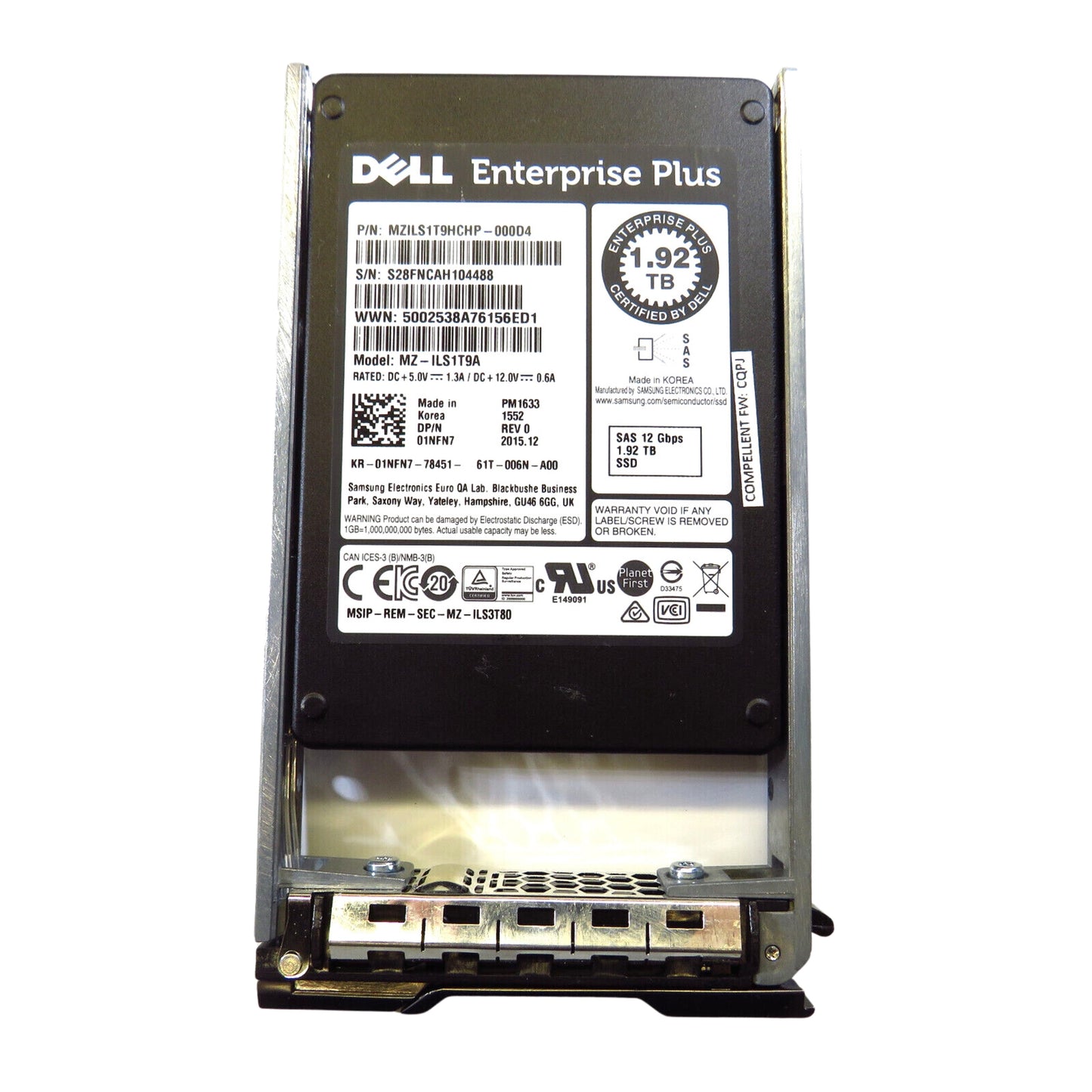 Dell Compellent 1NFN7 1.92TB 2.5" SAS 12Gbps SSD SSD Solid State Drive (Used - Good)