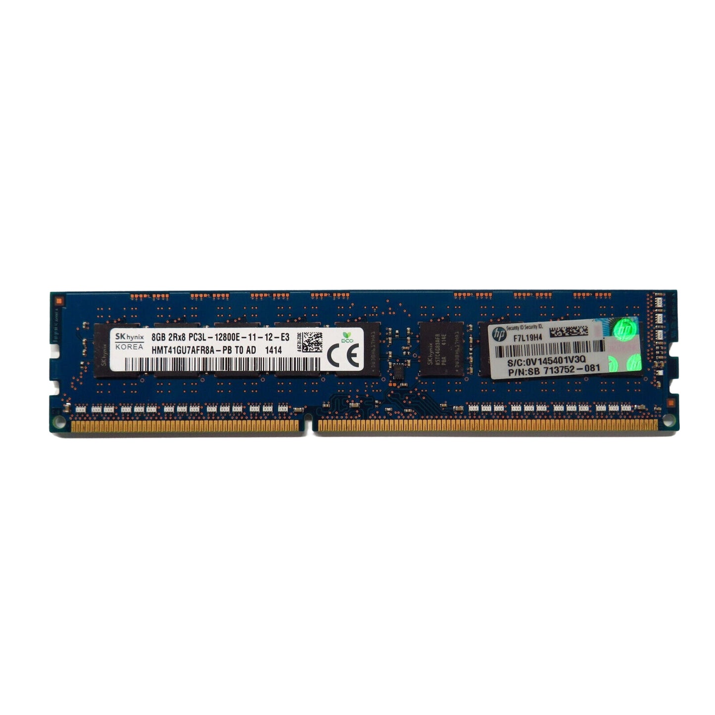 HP 713752-081 8GB 2Rx8 PC3L-12800E 1600MHz DDR3 ECC UDIMM Server Memory (Refurbished)